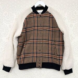 Essential Antwerp Wool Plaid Faux Sherpa Bomber Jacket